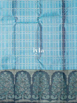 The Peacock Perch Pretty Kanjeevaram in Azure Blue