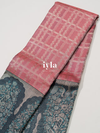 The Peacock Perch Pretty Kanjeevaram in Strawberry Pink