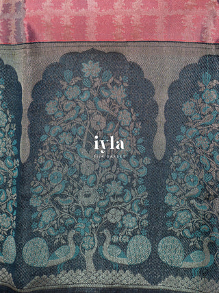 The Peacock Perch Pretty Kanjeevaram in Strawberry Pink