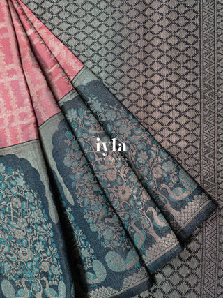 The Peacock Perch Pretty Kanjeevaram in Strawberry Pink