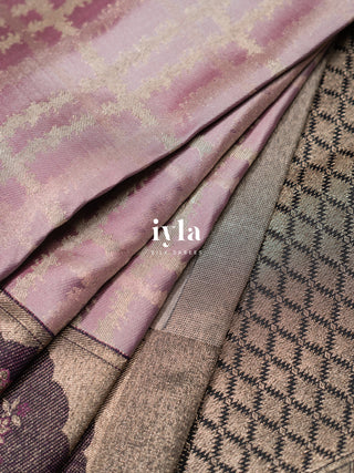 The Peacock Perch Pretty Kanjeevaram in Lavender Silver