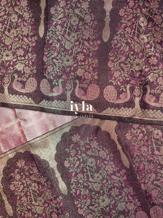 The Peacock Perch Pretty Kanjeevaram in Lavender Silver