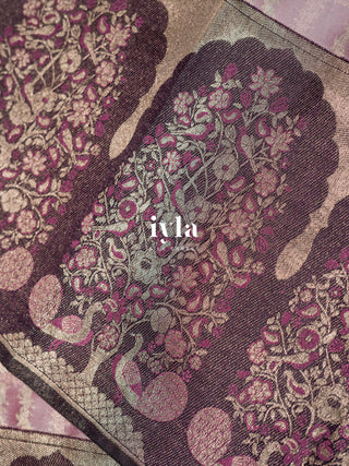 The Peacock Perch Pretty Kanjeevaram in Lavender Silver