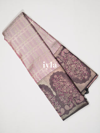 The Peacock Perch Pretty Kanjeevaram in Lavender Silver