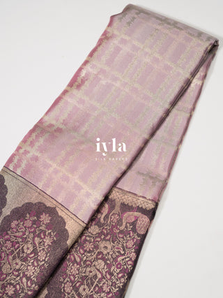 The Peacock Perch Pretty Kanjeevaram in Lavender Silver