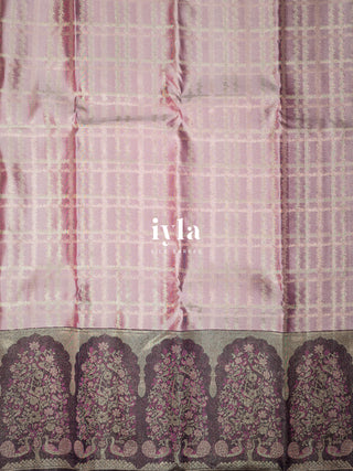 The Peacock Perch Pretty Kanjeevaram in Lavender Silver