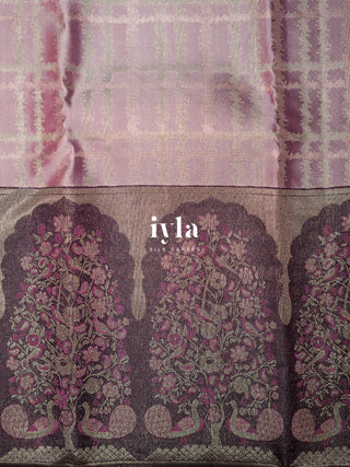 The Peacock Perch Pretty Kanjeevaram in Lavender Silver