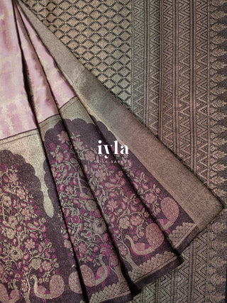 The Peacock Perch Pretty Kanjeevaram in Lavender Silver