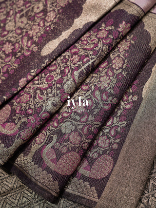 The Peacock Perch Pretty Kanjeevaram in Lavender Silver