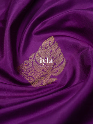 The Peacock Theory Kanjeevaram in Royal Purple in Pure Gold