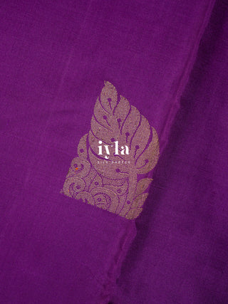 The Peacock Theory Kanjeevaram in Royal Purple in Pure Gold