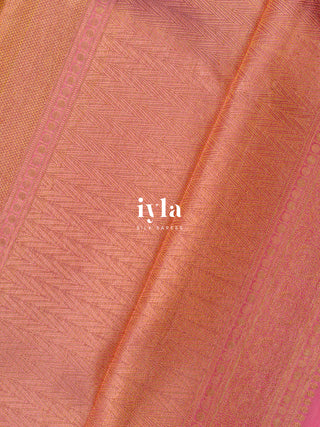 The Peacock Symphony Kanjeevaram in Apricot Orange