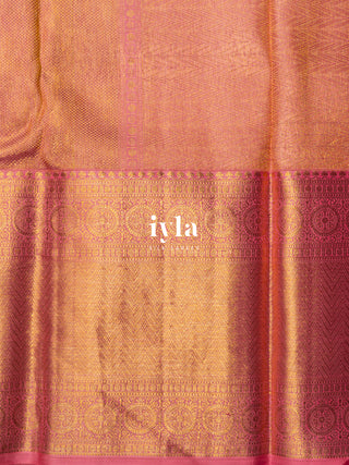 The Peacock Symphony Kanjeevaram in Apricot Orange