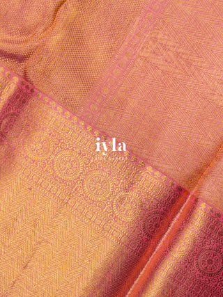 The Peacock Symphony Kanjeevaram in Apricot Orange
