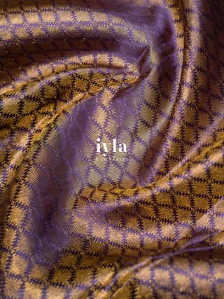 The Peacock Perch Pretty Kanjeevaram in Dual Tone Bisque