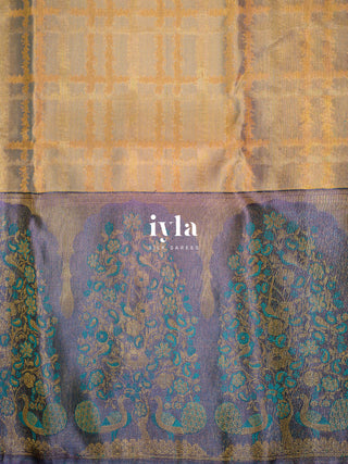 The Peacock Perch Pretty Kanjeevaram in Dual Tone Bisque