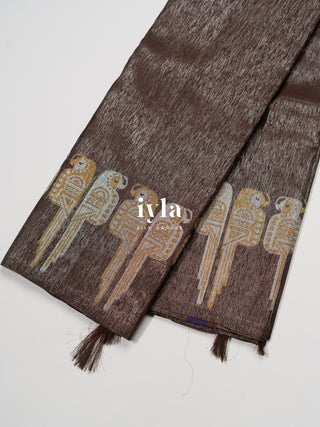 The Parrot Perch Play Kanjeevaram in Walnut Brown