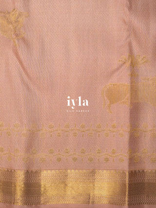 The Pichwai Painting Inspired Holy cows Kanjeevaram in Blush Pink