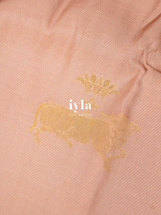 The Pichwai Painting Inspired Holy cows Kanjeevaram in Blush Pink