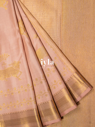 The Pichwai Painting Inspired Holy cows Kanjeevaram in Blush Pink
