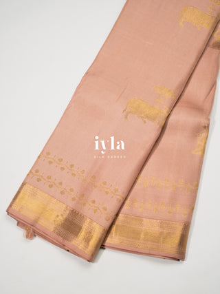 The Pichwai Painting Inspired Holy cows Kanjeevaram in Blush Pink