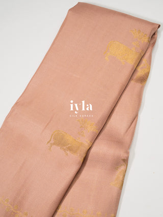The Pichwai Painting Inspired Holy cows Kanjeevaram in Blush Pink