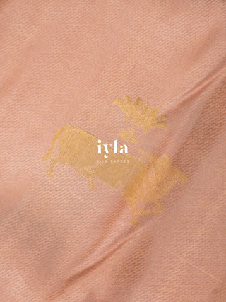 The Pichwai Painting Inspired Holy cows Kanjeevaram in Blush Pink