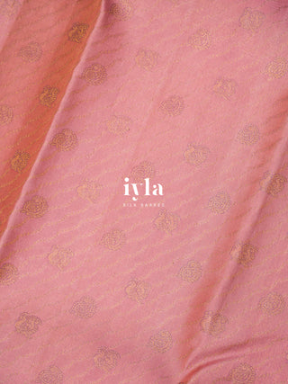 The Pichwai Sacred Cow and Calf Kanjeevaram in Flamingo Pink