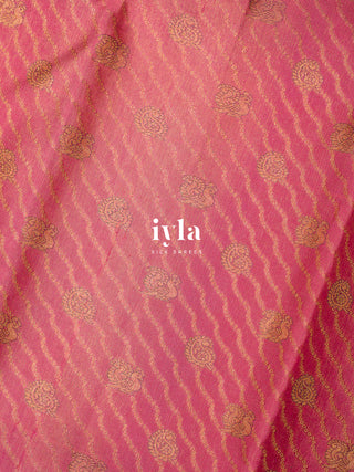 The Pichwai Sacred Cow and Calf Kanjeevaram in Watermelon Pink