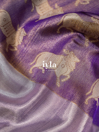 The Sacred Pichwai Weave Kanjeevaram in Frosted Purple