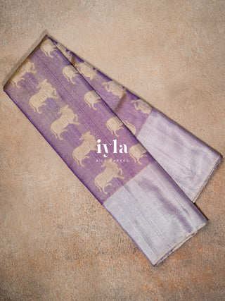 The Sacred Pichwai Weave Kanjeevaram in Frosted Purple