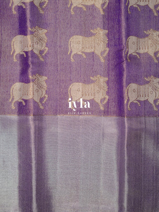 The Sacred Pichwai Weave Kanjeevaram in Frosted Purple
