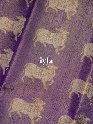 The Sacred Pichwai Weave Kanjeevaram in Frosted Purple