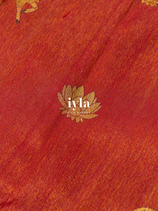 The Pichwai Painting Inspired Holy Cows Kanjeevaram in Carmine Red