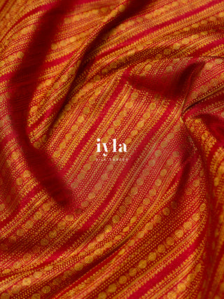 The Pichwai Painting Inspired Holy Cows Kanjeevaram in Carmine Red