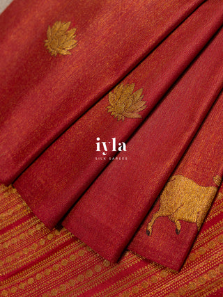 The Pichwai Painting Inspired Holy Cows Kanjeevaram in Carmine Red