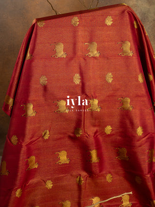 The Pichwai Painting Inspired Holy Cows Kanjeevaram in Carmine Red