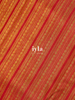 The Pichwai Painting Inspired Holy Cows Kanjeevaram in Carmine Red