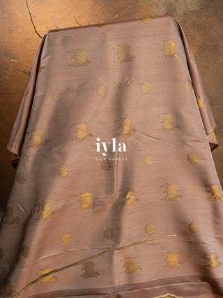 The Pichwai Painting Inspired Holy Cows Kanjeevaram in Warm Beige
