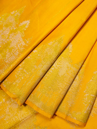 The Winter Pine Forest Kanjeevaram in Amber Yellow