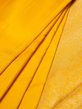 The Winter Pine Forest Kanjeevaram in Amber Yellow