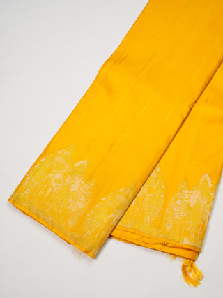 The Winter Pine Forest Kanjeevaram in Amber Yellow