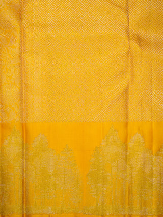 The Winter Pine Forest Kanjeevaram in Amber Yellow