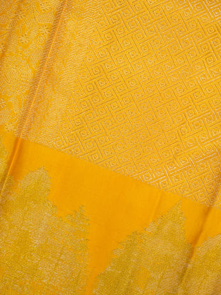 The Winter Pine Forest Kanjeevaram in Amber Yellow