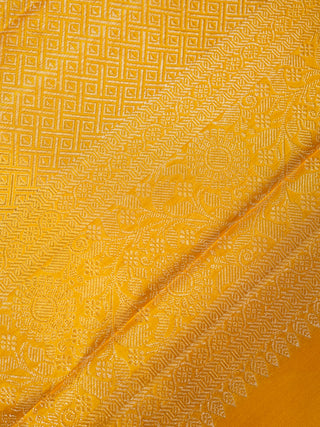 The Winter Pine Forest Kanjeevaram in Amber Yellow