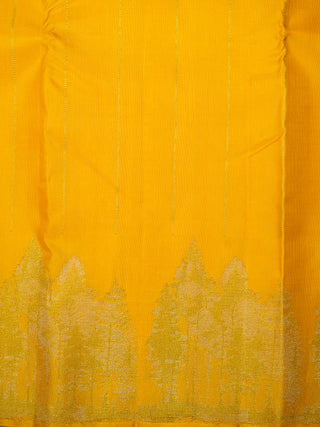 The Winter Pine Forest Kanjeevaram in Amber Yellow