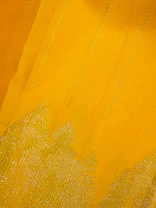 The Winter Pine Forest Kanjeevaram in Amber Yellow