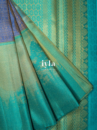 The Forest of Stillness Silk Saree in Iyla Blue