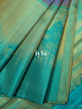 The Forest of Stillness Silk Saree in Iyla Blue