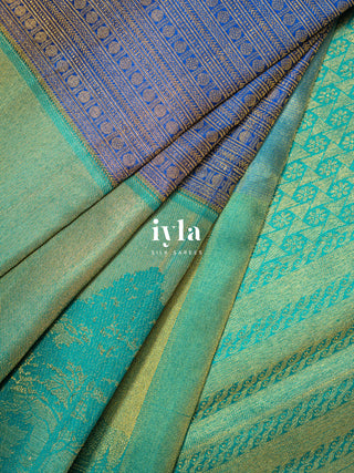 The Forest of Stillness Silk Saree in Iyla Blue